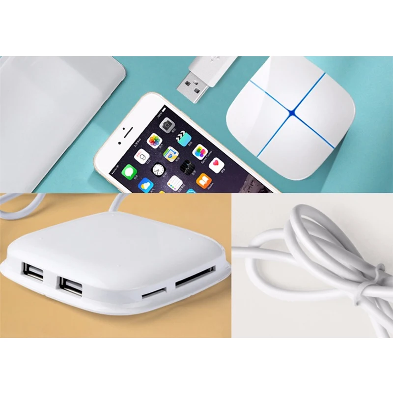 6-портовое 2-слот для карт памяти USB 2 0 хаб разветвитель с SD/устройство считывания