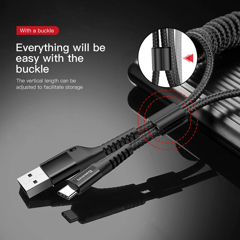 Baseus пружинный usb type-C кабель idea для автомобильного стиля хранения гибкий 2A USB C