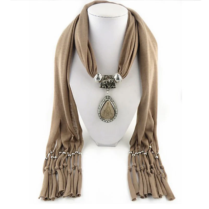 2018 новые Для женщин Шарм синий драгоценный камень капли воды Мода кулон шарф леди