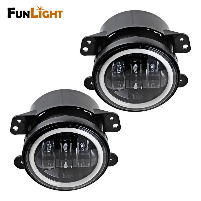 Funlight 4 дюйма светодиодные противотуманные фары с белым Halo Кольцо DRL для 1997-2017 Jeep