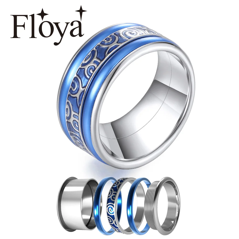 Floya BOHO штабелируемые кольца синяя эмаль сменные ремешки набор из нержавеющей