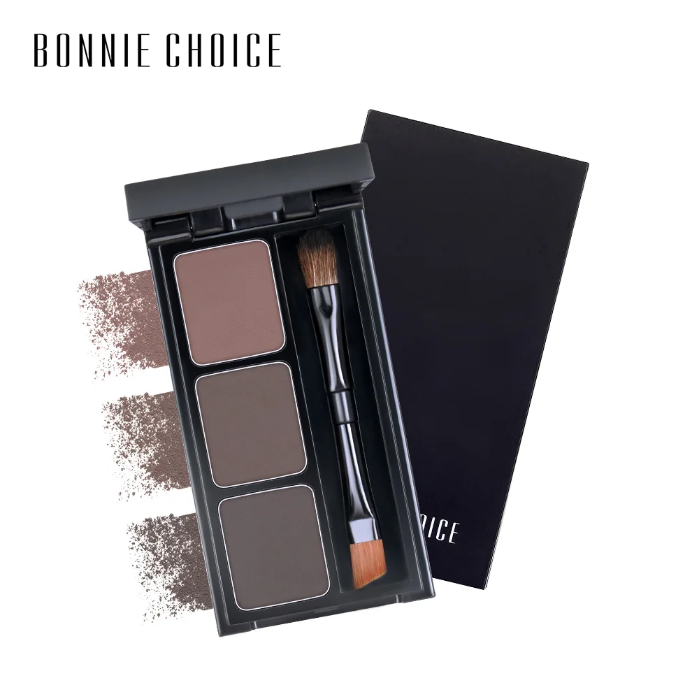 Пудра для бровей BONNIE CHOICE 3 цвета натуральная водостойкая Палитра кисть