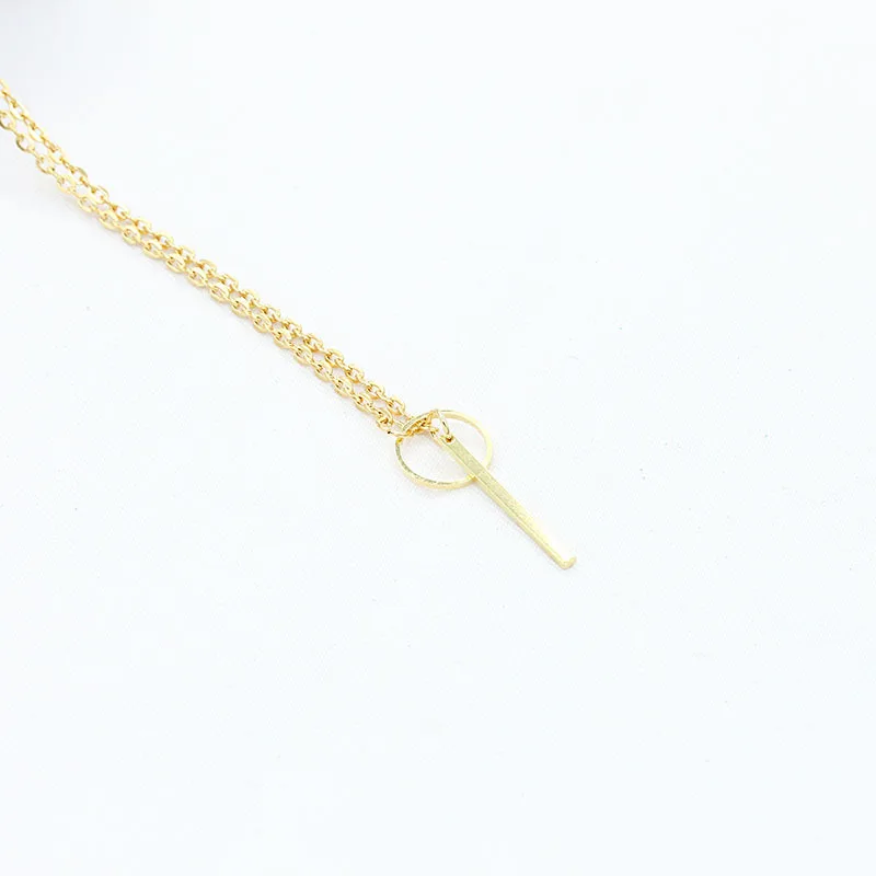 Простое Ожерелье Женский Золотой чокер с крестом полоска-петля Круглый Кулон