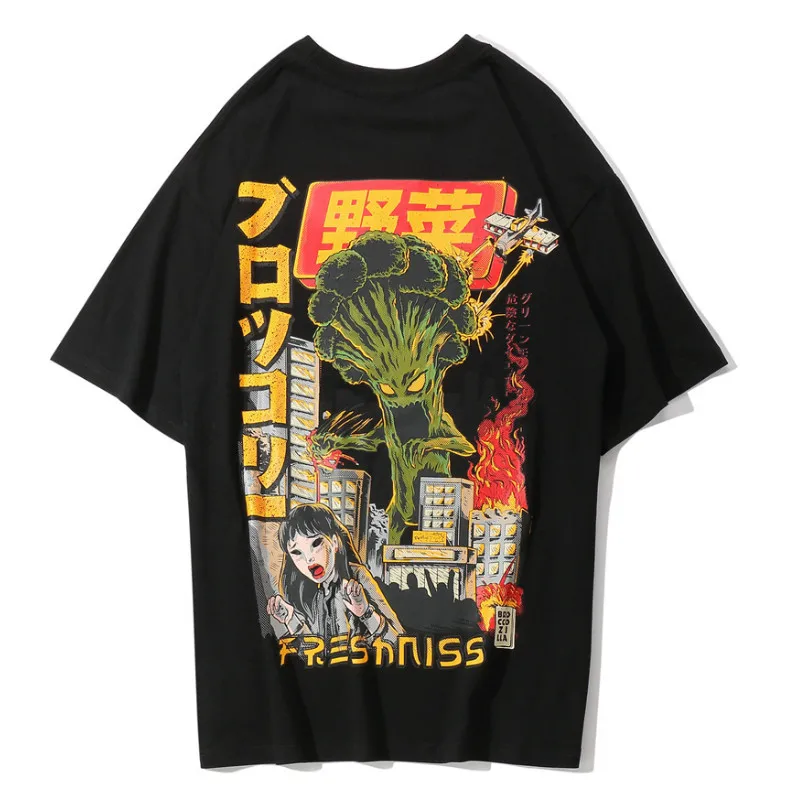 

Crazy Vegetables Printed Harajuku Japanese Short Sleeve T Shirts Streetwear Hip Hop Casual Tee Shirts Male Tshirts Tops