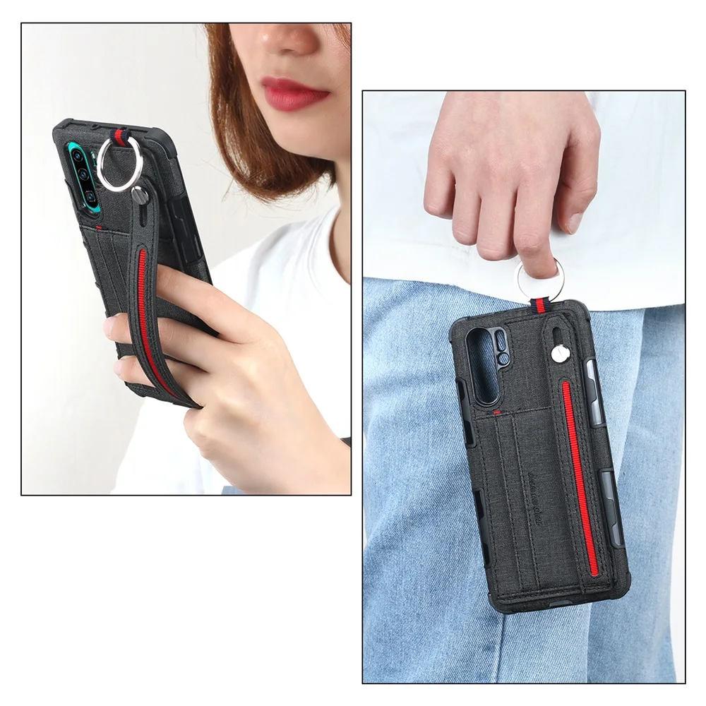 Тканевый чехол кошелек для Huawei P20 P30 Pro Lite задняя крышка с ремешком Y5 Y6 Y9 2019 2018