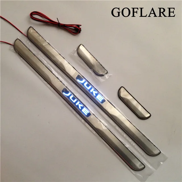 white light 4pcs Автомобильный Стайлинг для Nissan Juke F15 аксессуары 20112014 светодиодный автомобильный порог Накладка защита порогов - Цвет: white light 4pcs