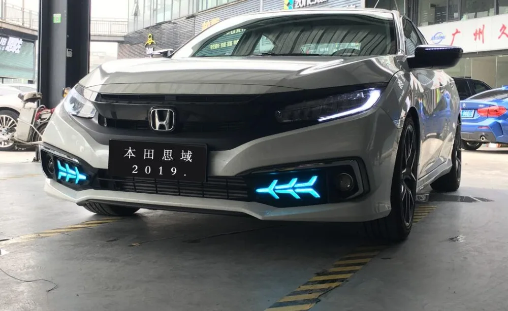 2 шт. в комплекте Автомобильная дневная лампа для honda civic дневной ходовой свет Автомобильные аксессуары 2020y светодиодный DRL головной свет для civic противотуманная фара