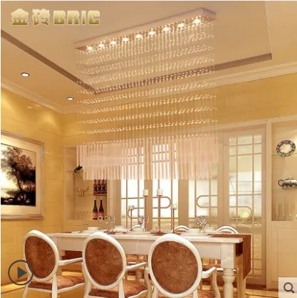 Светодиодная хрустальная люстра для ресторана прямоугольная лампа перегородка