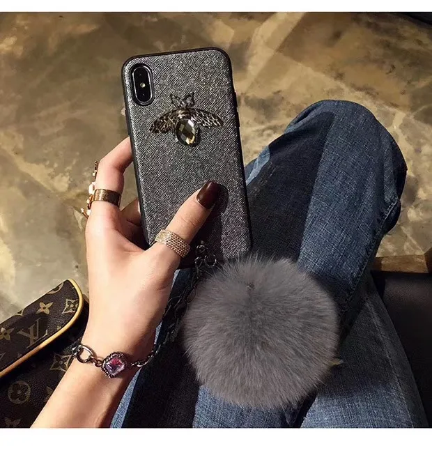 Есть логотип Роскошная пчела чехол для телефона iphone XS Max 7 8 с помпоном 6s Plus XR |