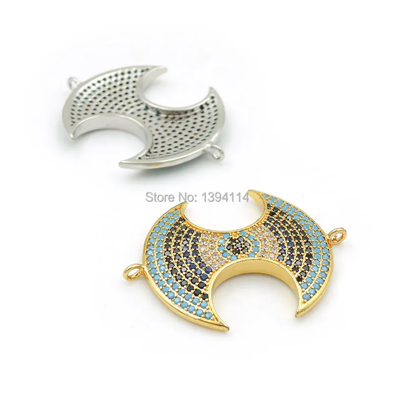 30*25*2 мм Micro Pave Kallaite &amp Black Blue Clear CZ круглые соединители подходят для мужчин и женщин