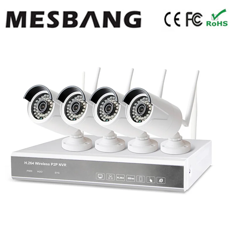 

Hot Mesbang 720P 4 channel outdoor wireless cctv camera system 4ch play and plug free shipping by Fedex DHL