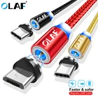 Магнитный кабель Micro USB OLAF для зарядки и передачи данных, магнитный светодиодный кабель для Xiaomi 4X Huawei P8 Lite Samsung A5 J5 J7 2017, 2 А, 1 м, 2 м