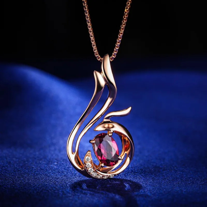 Подвеска бренда ZOCAI Phoenix 0 02 карата Rubellite из настоящего золота 18 карат подлинный 925
