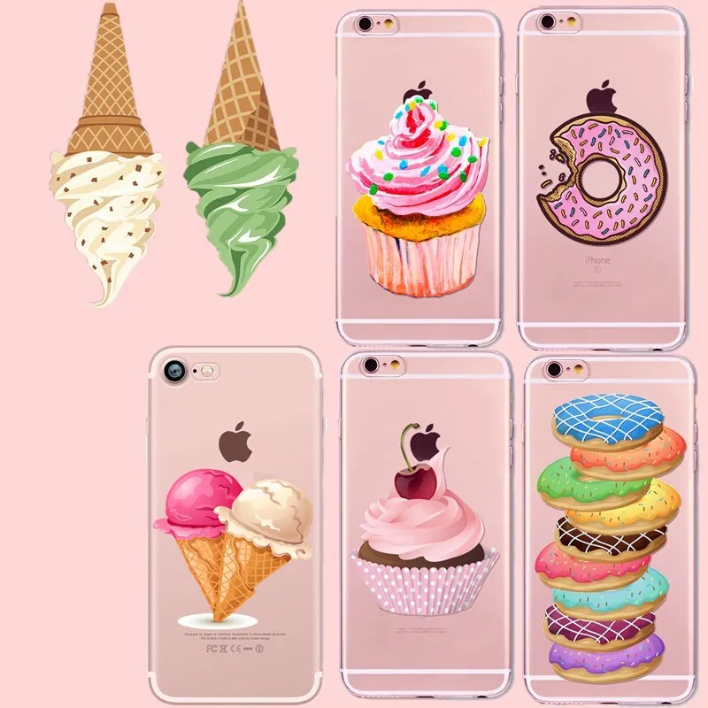 Чехол для iphone 7 plus Роскошный прозрачный мягкий чехол из ТПУ с рисунком мороженого
