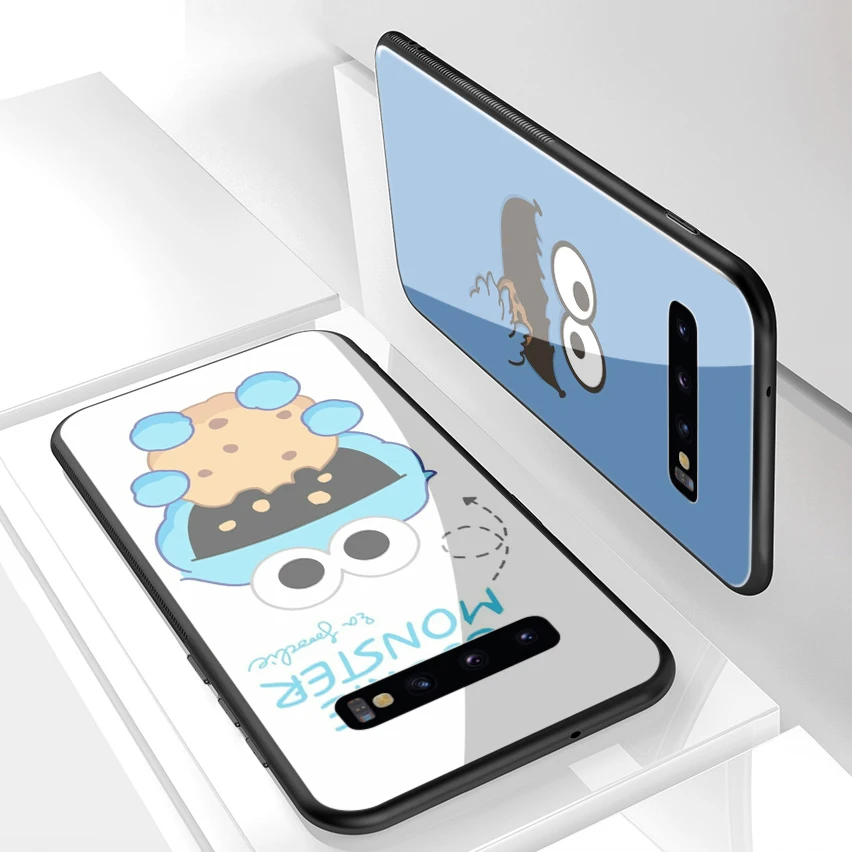 Стеклянный чехол Lavaza Elmo из ТПУ с изображением печенья для Samsung Note 8 9 S7 S8 S9 S10 A10 A20 A30
