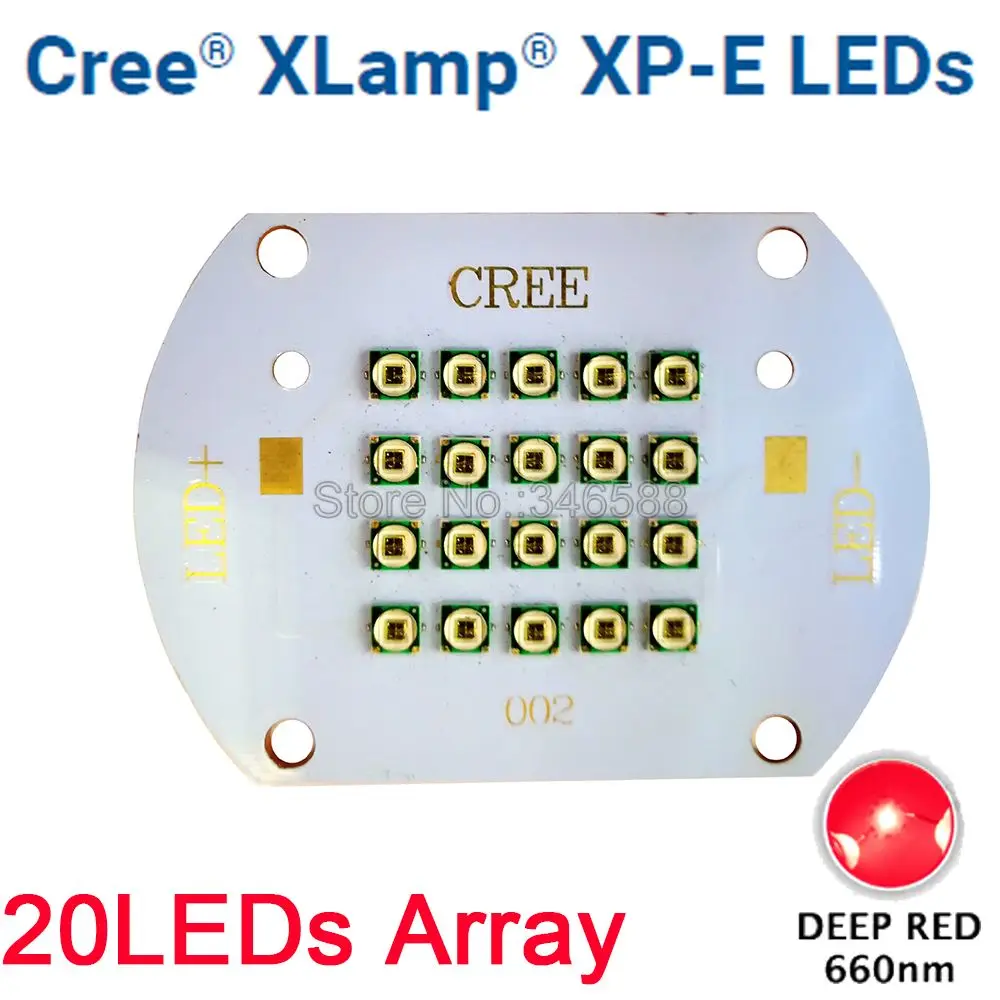 Диодный излучатель света CREE XLamp XPE XP-E, 60 Вт, темно-красный, 660nm, светодиодная лампа для роста растений, 20 светодиодов