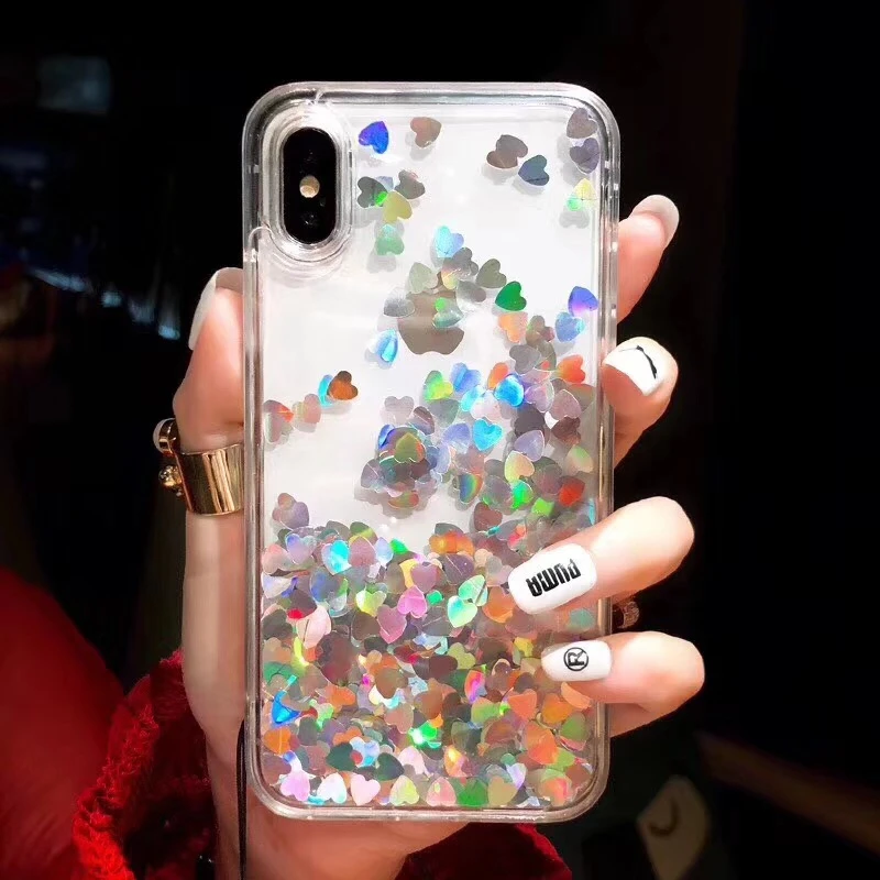 Мягкий силиконовый чехол для iPhone 6 6S 7 8 Plus XR X XS Max Love Heart Bling |