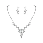 WEIMANJINGDIAN Элегантное ожерелье и серьги с фианитом в виде листьев маркиза и фианита