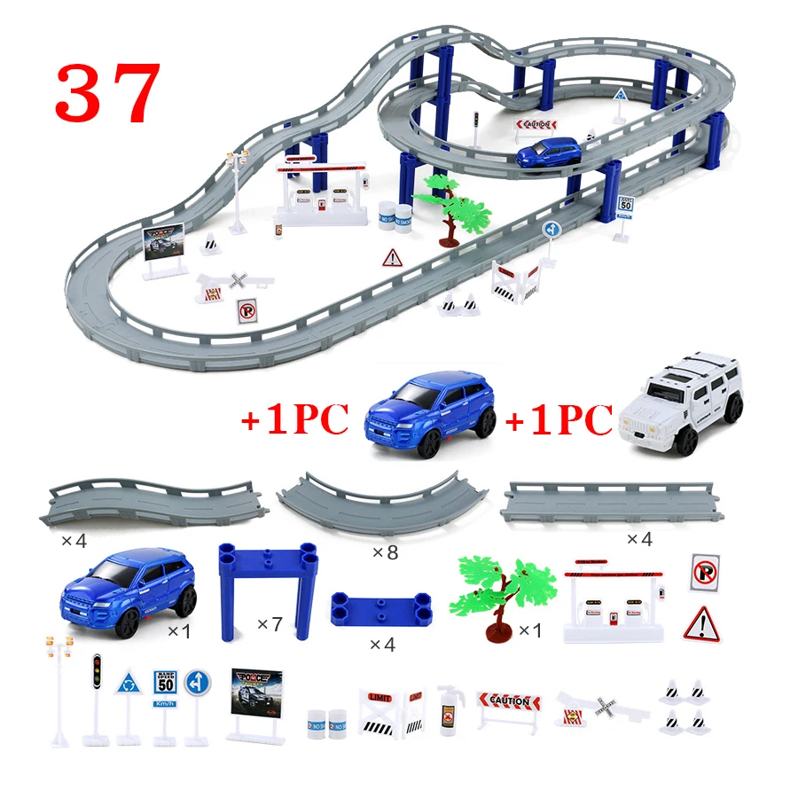 48pcs with 3 cars DIY мульти-трек вагон электронный гоночный автомобиль трек детская игрушка детская игра Мальчики Рождественский подарок Железнодорожный строительный блок развивающие игрушки - Цвет: 48pcs with 3 cars