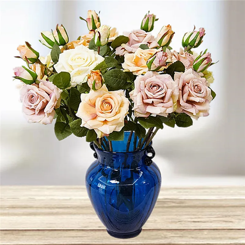 2 головы шелковые романтические искусственные розы свадебное украшение невесты