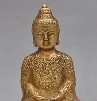 S3325 Tibet Buddhism Temple Copper Bronze Sakyamuni Amitabha Tathagata Buddha Statue | Дом и сад