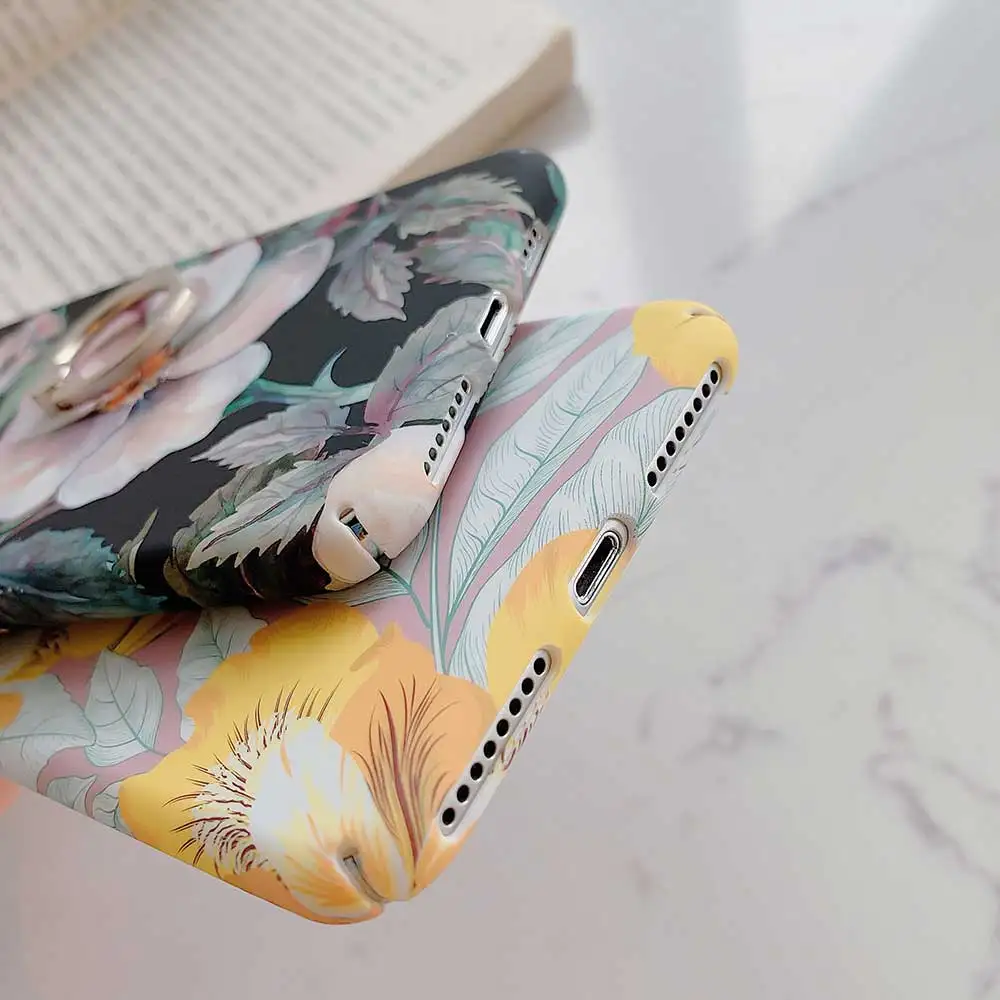 Твердый пластиковый чехол Boucho Ring Grip для iphone 8 7 6 6s plus Xs max XR X Винтажный