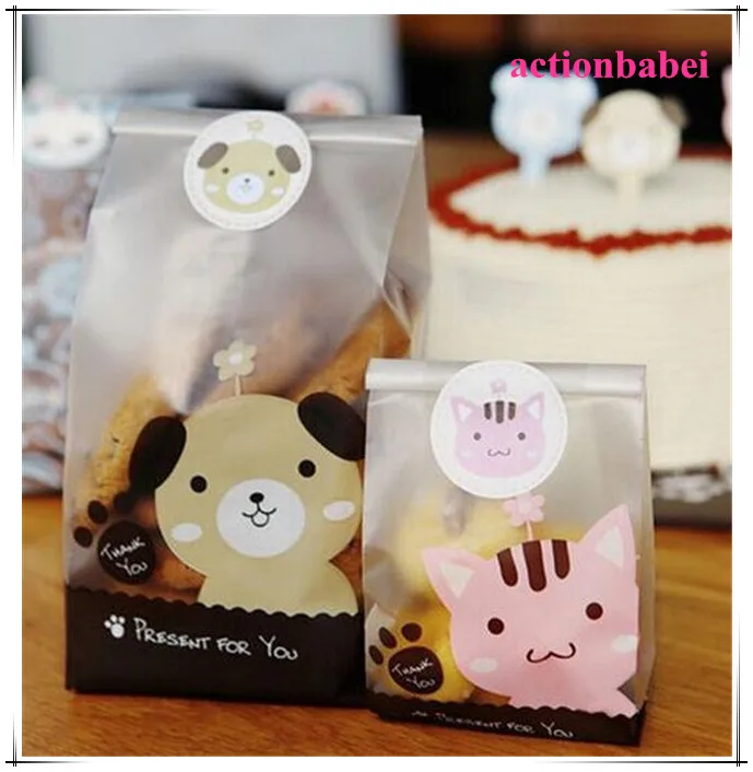 Горячая распродажа! Новинка 100 шт./лот пластиковые пакеты для печенья с принтом