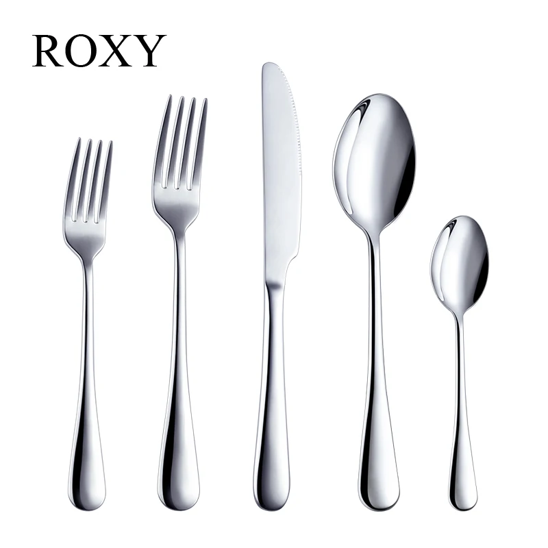 ROXY 20 шт./компл. Нержавеющая сталь набор столовых приборов столовые приборы посуда для мытья в посудомоечной машине столовая вилка Ножи Прямая
