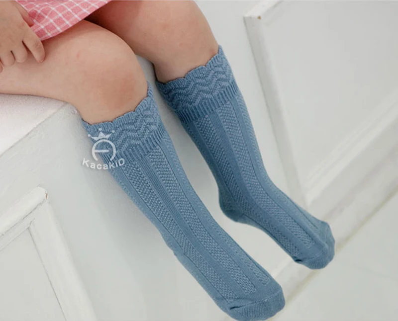 Adorable lace cuff princess socks baby girls solid stripe cotton knee high long children leg warmers 0-4t | Детская одежда и обувь
