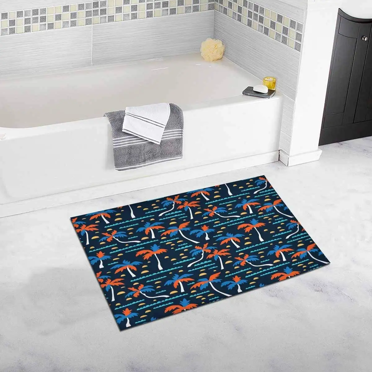 Sand Palms Waves Summer Holiday Bath Mat and Shower Rug Non Slip | Дом и сад