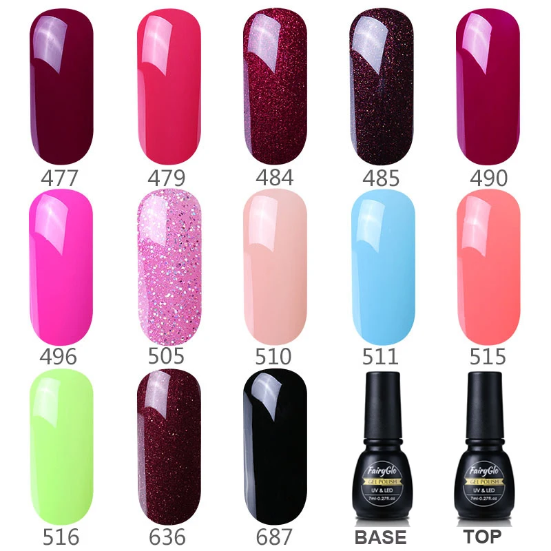 Fairyglo лак для ногтей 7 мл флакон черный цвет Nagellak Vernis a Ongle Полупостоянный 194 Цвета