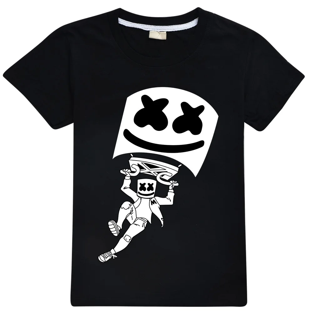 Modis dj marshmello/Детские футболки одежда с капюшоном детский летний топ черного цвета, футболка с короткими рукавами для девочек и мальчиков, хлопок