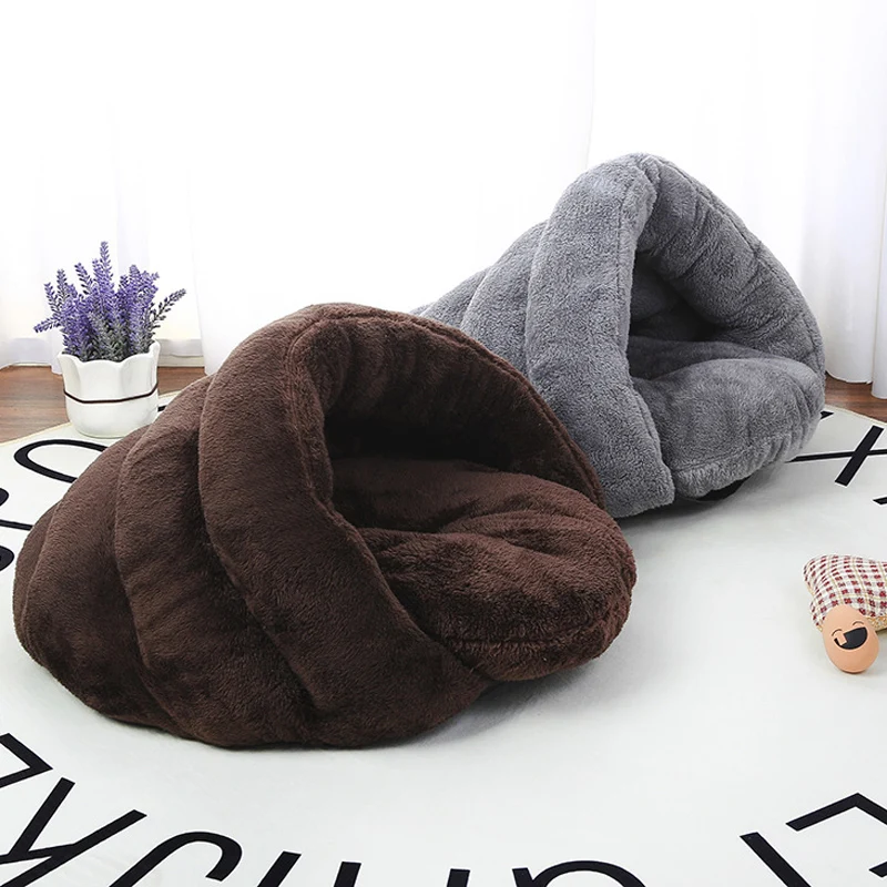 Small Dog Warming Sleep Basket Cat Teddy Chihuahua Winter Cage Soft Fleece Bed House with Removal Cushion Pillow | Дом и сад