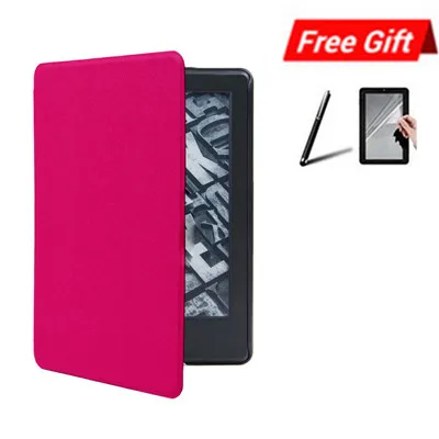 Hot Pink Ультра тонкий умный кожаный чехол-футляр на магните для Amazon Kindle Paperwhite 10. поколение защитный чехол+ ручка+ пленка A20 - Цвет: Hot Pink