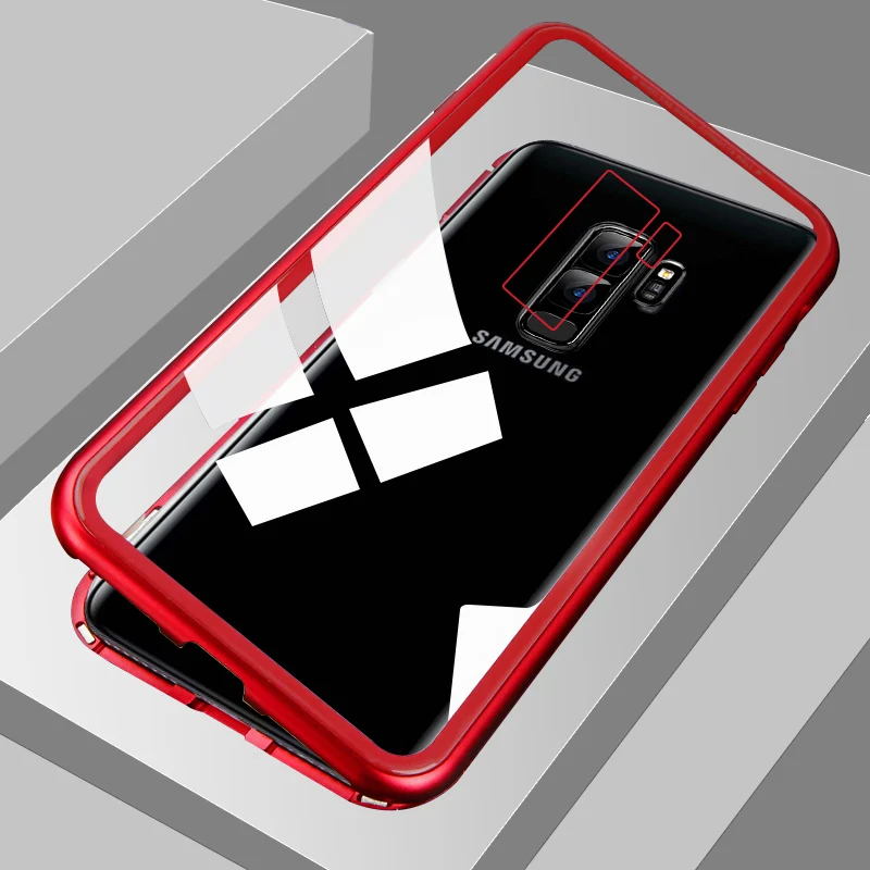 Metal Magnetic Adsorption Phone Cover For Samsung Galaxy S7 Edge S8 S9 S10 5G Plus Note 9 8 J4 J6 J8 A7 2018 C7 Glass Cases | Мобильные