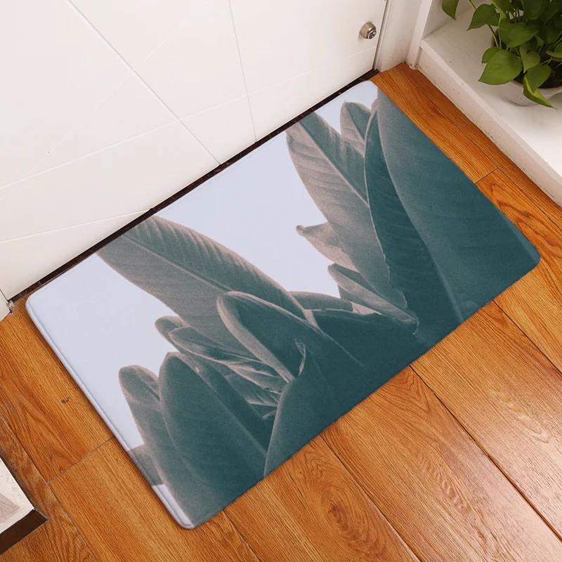 Фланелевый мягкий коврик для гостиной с принтом зеленых листьев Нескользящие
