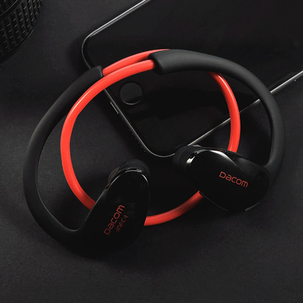 Dacom Athlete NFC Беспроводные наушники с ушным крюком, спортивные наушники с Bluetooth 4,1, наушники с защитой от пота, мини беспроводные Hifi басовые наушники с микрофоном