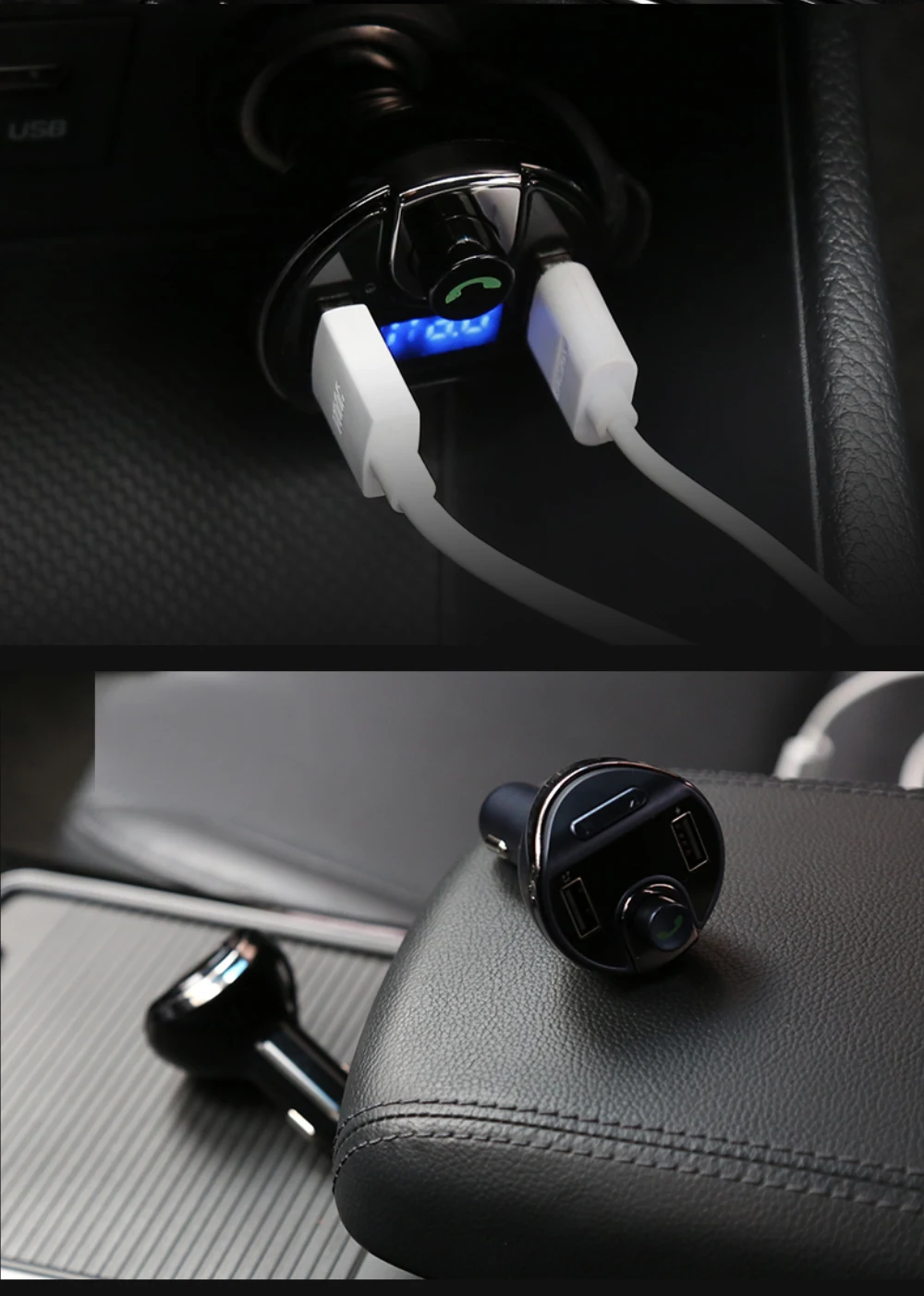 Автомобильный MP3 Bluetooth FM передатчик с 2 портами(стандарт быстрая зарядка автомобиля зарядное устройство для u-диска, флеш-карты памяти TF музыкальный плеер автомобильное зарядное устройство Напряжение мониторинг вызова в режиме свободных рук