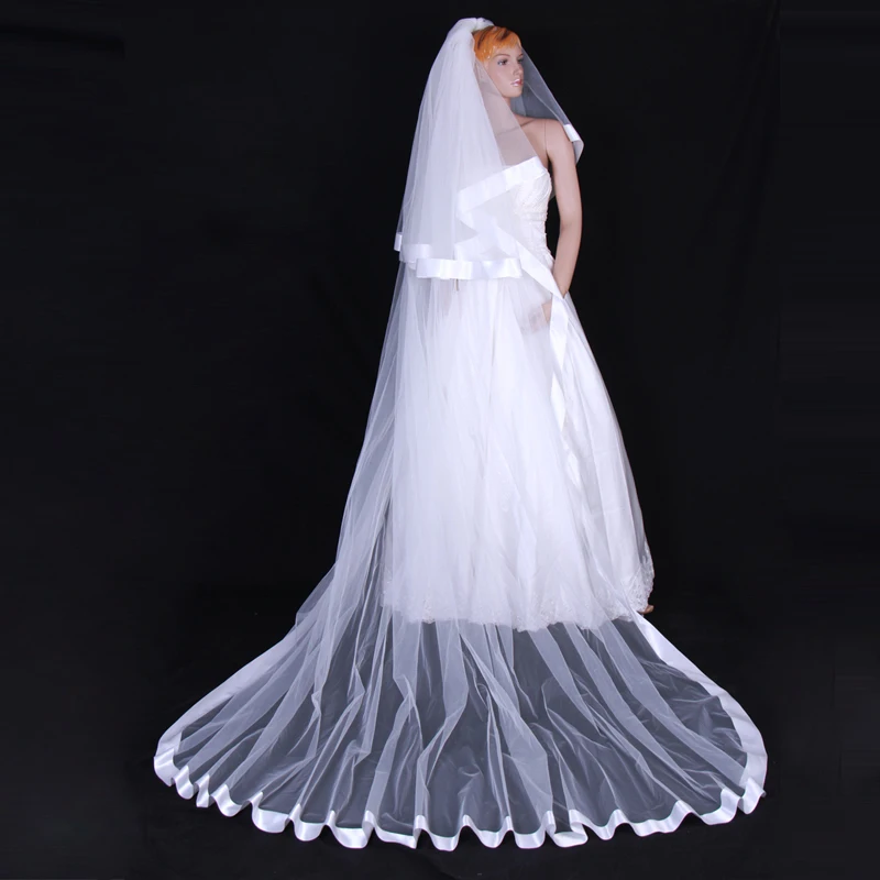 

Fashion Ultra Long 2t Ribbon Ivory Veil 3 Meters Luxury Veil The Bride Wedding Accessories Veil With Comb