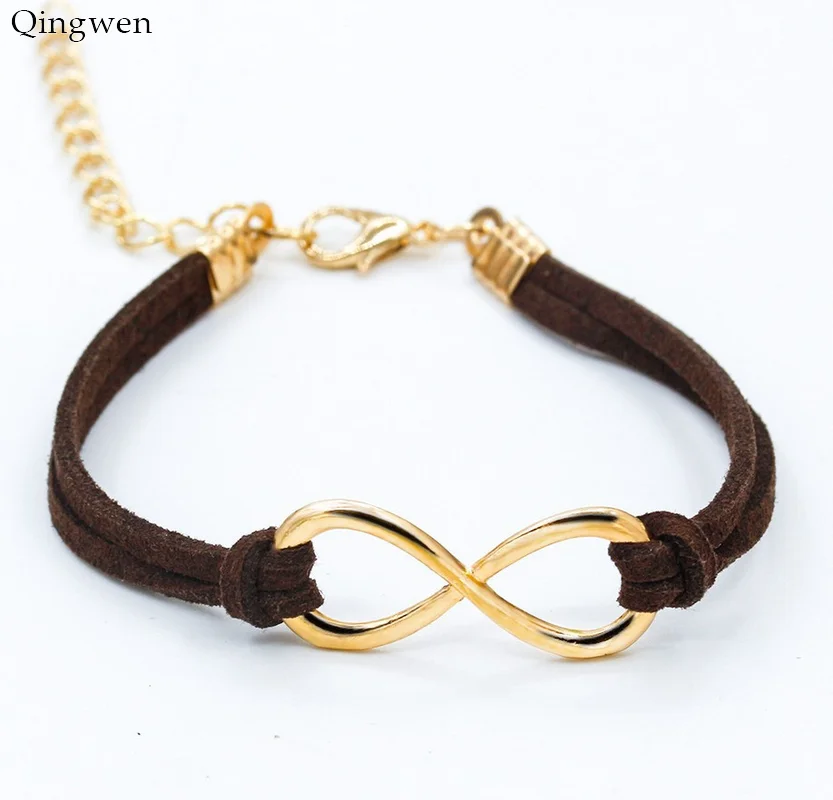Браслеты Qingwen CE0843/w в европейском стиле Модные Винтажные кожаные браслеты Infinity 8