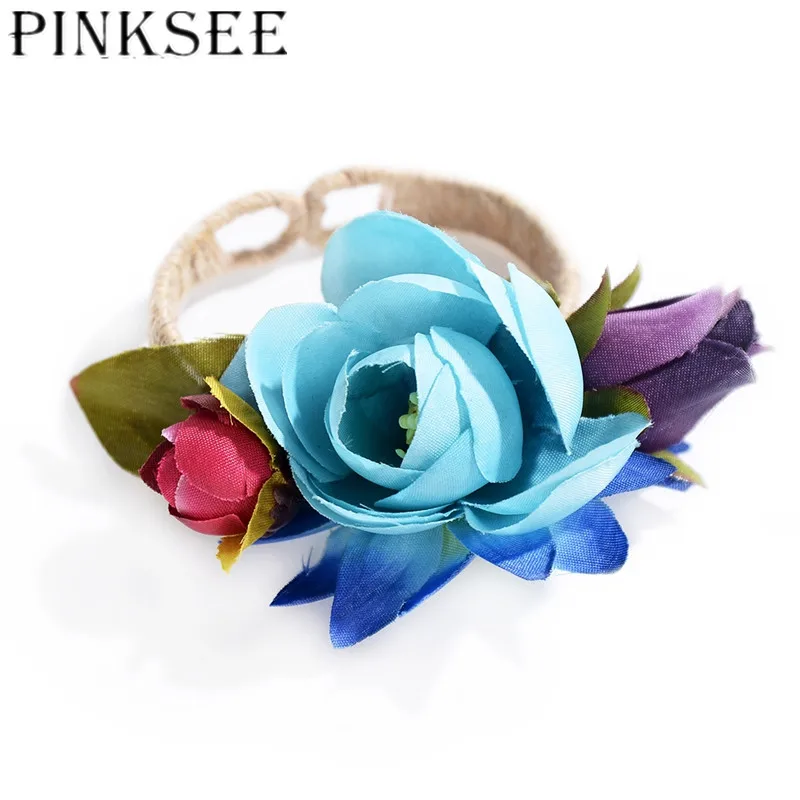 PINKSEE Романтический Милый тканевый браслет с цветами для женщин и девочек
