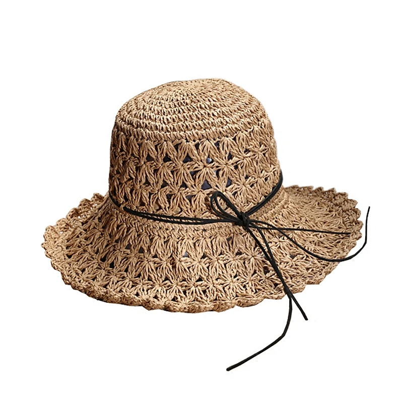 Hand-woven straw hat ladies summer travel sunscreen beach visor UV protection collapsible sun | Аксессуары для одежды