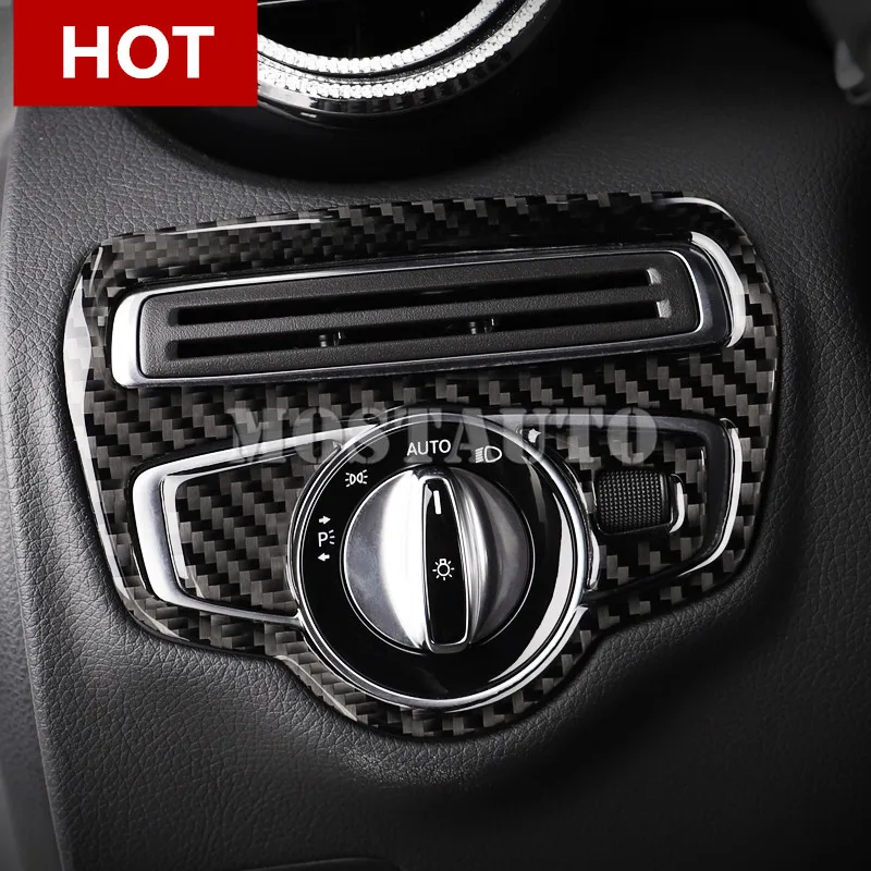Для Benz GLC X205 X253 крышка кнопки переключателя фары из углеродного волокна 2015 2021 3 шт.