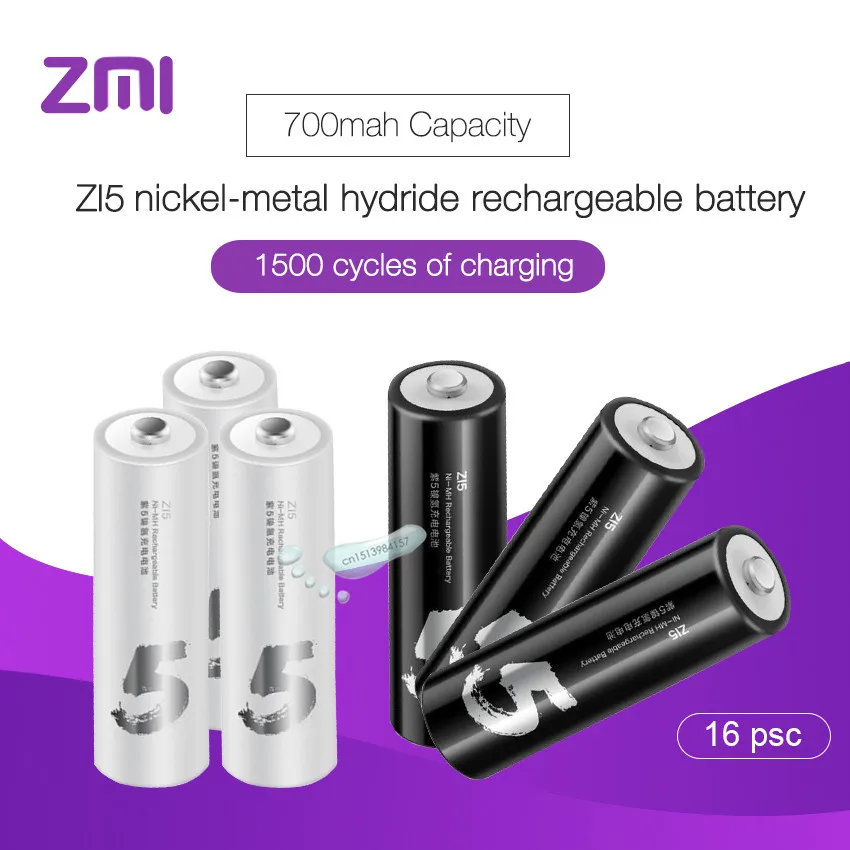 16 шт./лот Xiaomi аккумуляторная батарея AA 1800mAh 1,2 V Ni-MH ZMI ZI5 power Bank Аккумулятор для дистанционного управления машинными игрушками