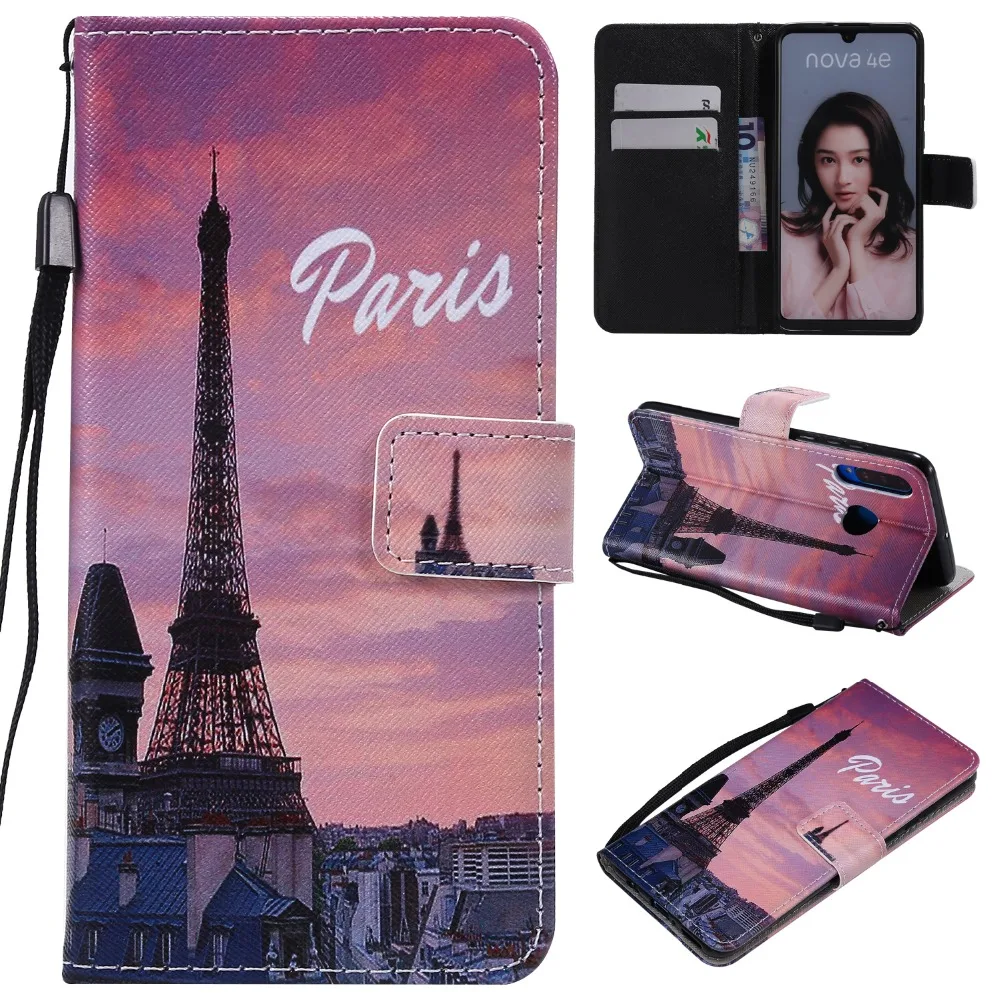 Кожаный флип чехол для huawei P30 Lite чехол для Coque huawei P20 Lite Pro P10 P8 Lite мягкого силикона магнит с книжным принтом Бумажник Обложка