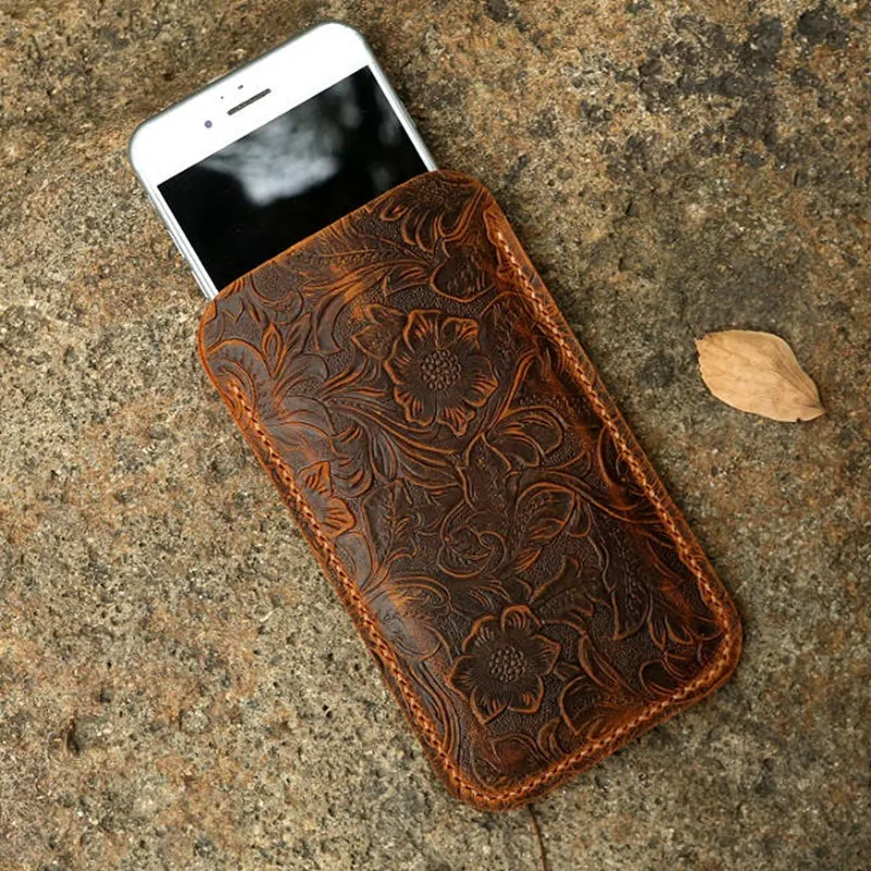 Женский чехол из натуральной кожи с тиснением для iPhone X / XS Max iphone XR /8 Plus 7 6s кожаный
