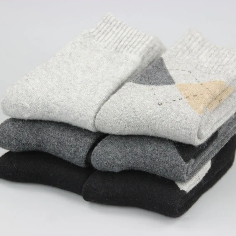 Лот из 5 пар Argyle/однотонные шерстяные мужские зимние повседневные носки