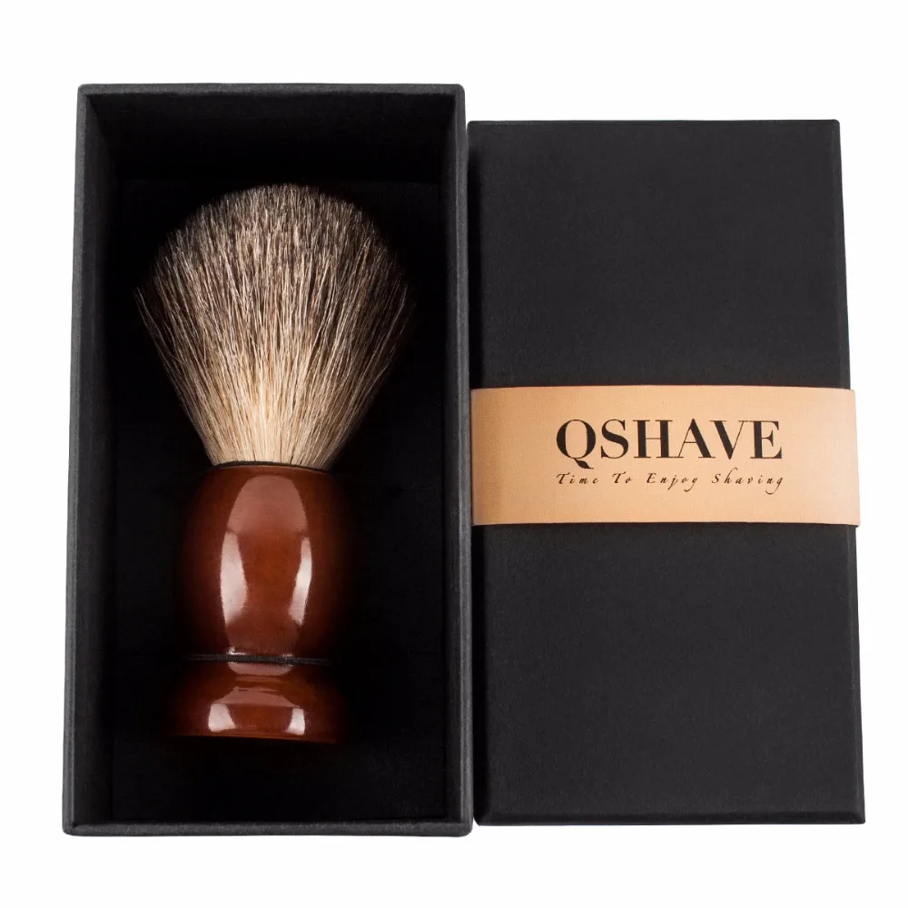 Qshave Мужская щетка для чистых волос бритья деревянная 100% бритвы с двойным краем
