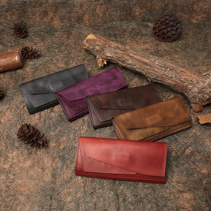 Женский кожаный складной кошелек новинка 2019 длинный стильный для женщин ручная