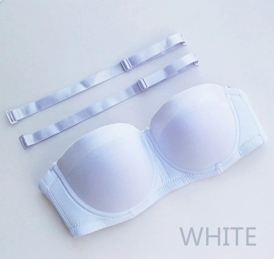 Для женщин ровный мягкий Convertible Strapless половина чашки балконет на косточках силиконовой лентой многостороннего бюстгальтер H916 - Цвет: White